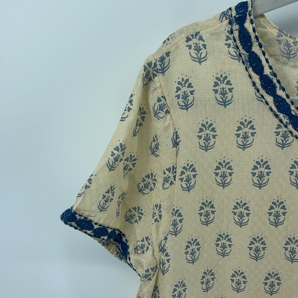 NWT Sigrid Olsen 100% modal printed scoop neck short sleeve peplum top sz L - Picture 3 of 6